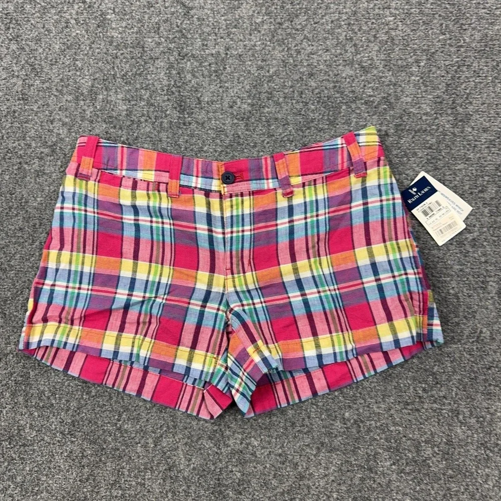 Ralph Lauren Shorts Girls 14 Multicolor Plaid Linen Cotton Chino 3 Inseam Summer